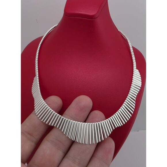 GRADUATED COLLAR NECKLACE ITALY 925 STERLING SILVER - Picture 1 of 16